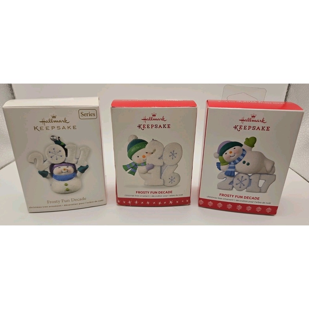 Lot of 3 Hallmark Keepsake Ornaments/FROSTY FUN DECADE/2011,2016,2017 (655)
